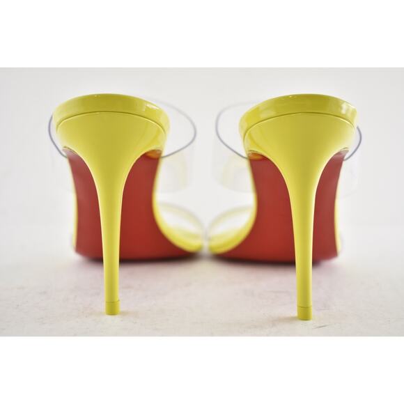 Christian Louboutin Just Nothing 85 Citrus Yellow PVC Sandal Mule Heel Pump 37 - Picture 10 of 11